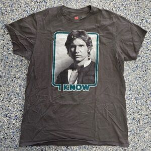 Hanes x Disney Parks Star Wars Han Solo "I Know" graphic T-shirt in gray